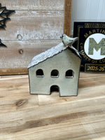 Ceramic Decor | Village House with Bird