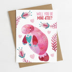 Greeting Card | Funny Valentine's Day Card, Manatee, Will You Be Mine-atee?