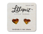 Stud Earrings | Tiger Stripe Heart