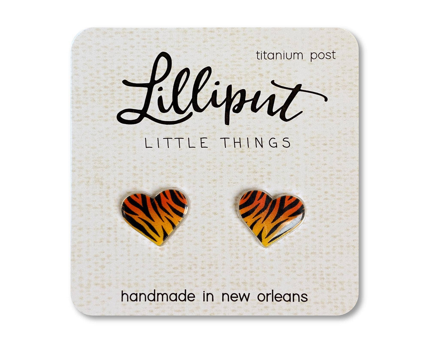 Stud Earrings | Tiger Stripe Heart