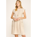 LINEN MIDI DRESS | CAP SLEEVE MIDI | Natural