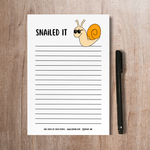 Funny Snail Pun Notepad | Snailed It Stationery