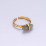 Aquamarine or Labradorite Ring | 14K Gold Filled Pointed Wand Adjustable