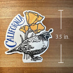 Sticker | California Poppies & Quail