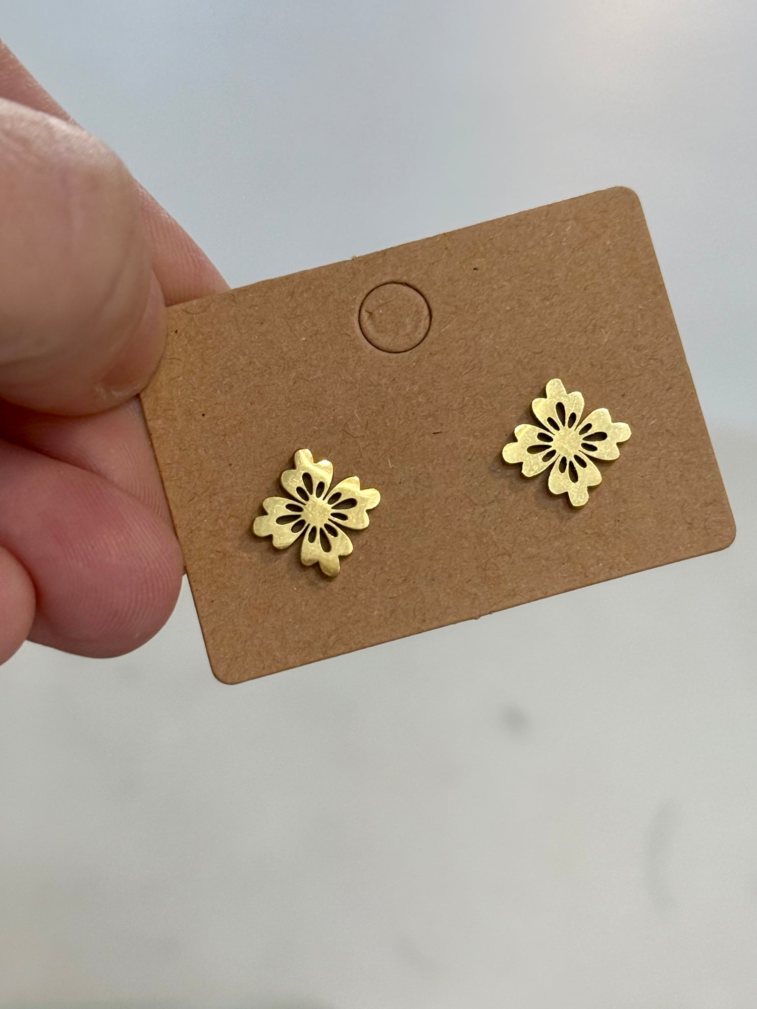 Stainless Stud Earrings | Dainty Floral Squares