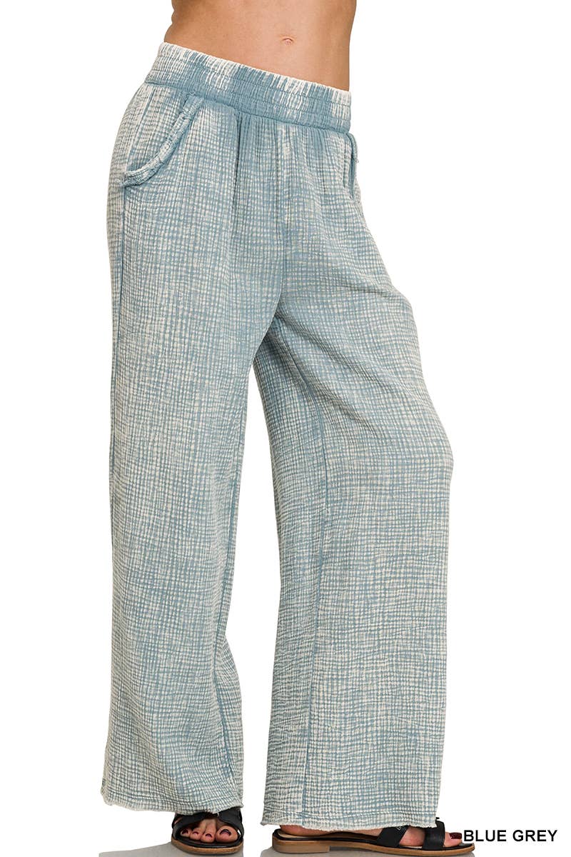 Gauze Pants | Washed Gauze Frayed Hem
