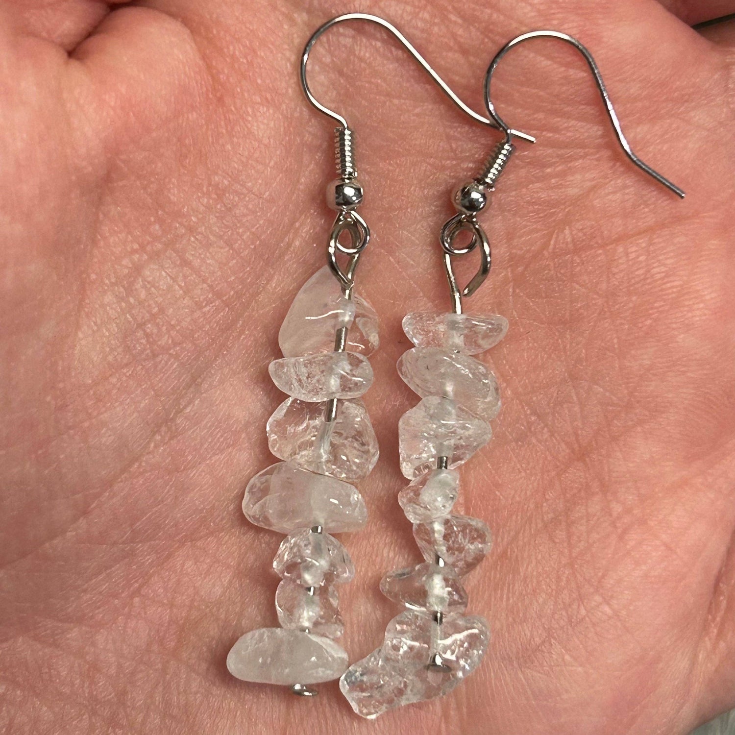 Gemstone Chip Dangle Earrings | Quartz