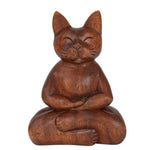 Wooden Sculpture | Meditating Cat