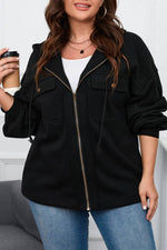 Curvy Hooded Jacket | Bishop Sleeve Zip Up
