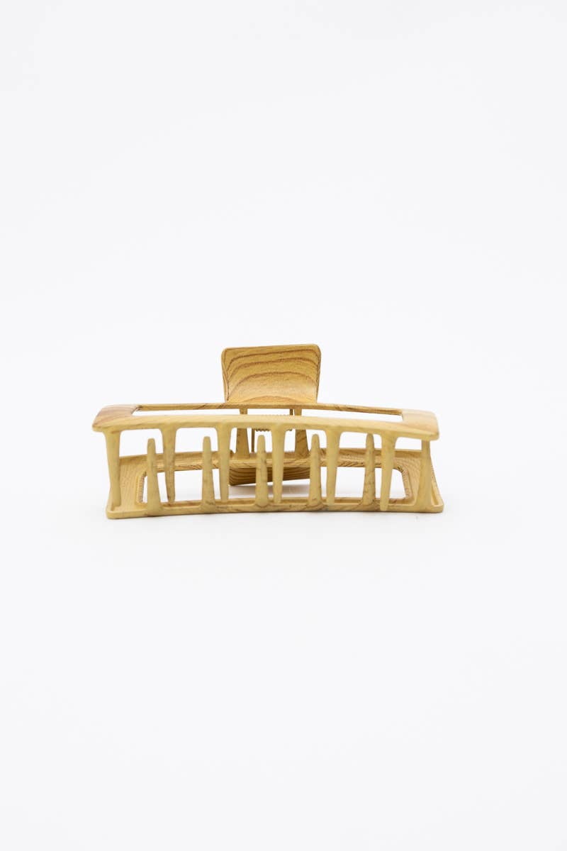 Hair Claw Clip | Wood Print Retro Metal