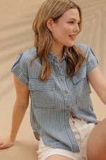 Button Down Top | Chambray Stripes