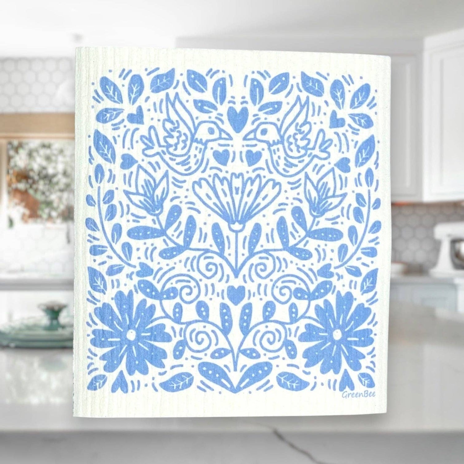 Blue Floral Pattern Towel | Cleaning | Swedish Dish Cloth