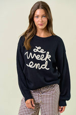 Women's Sweater | LE WEEKEND EMBROIDERED OVERSIZED