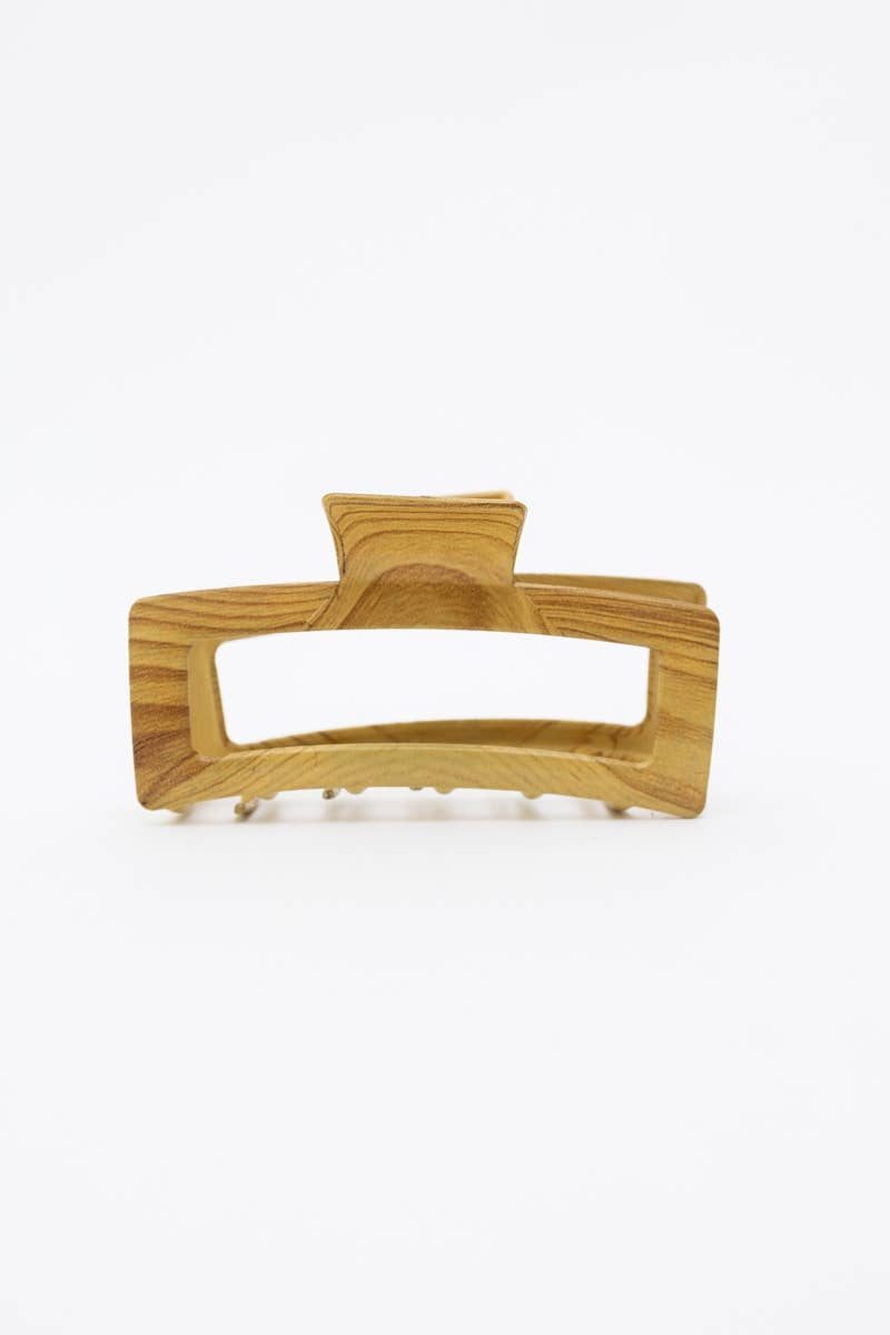 Hair Claw Clip | Wood Print Retro Metal