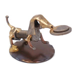 Handmade Metal Figurine | Dog with Frisbee