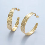 Hammered Hoop Earrings | 14K Gold Filled 40mm Wide Hammered C-Shaped Hoop Earrings