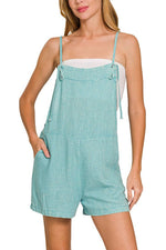 Women's Linen Romper | Washed Knot Strap