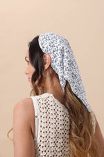 Cotton Bandana | White with Navy Floral