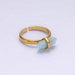 Aquamarine or Labradorite Ring | 14K Gold Filled Pointed Wand Adjustable