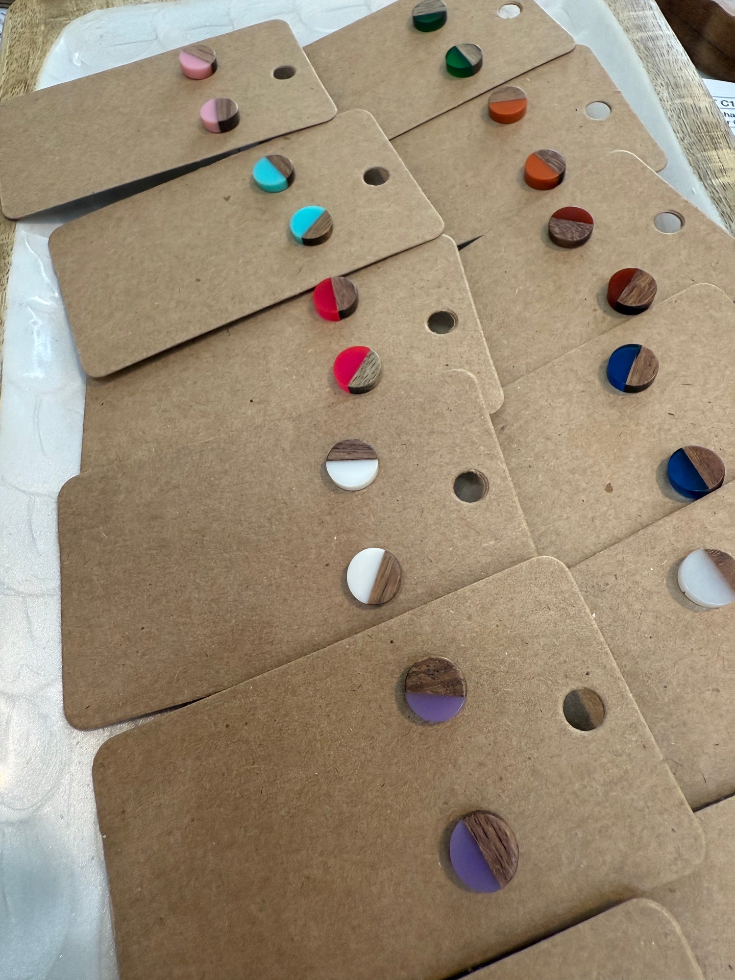 Stud Earrings | Wood + Resin Discs