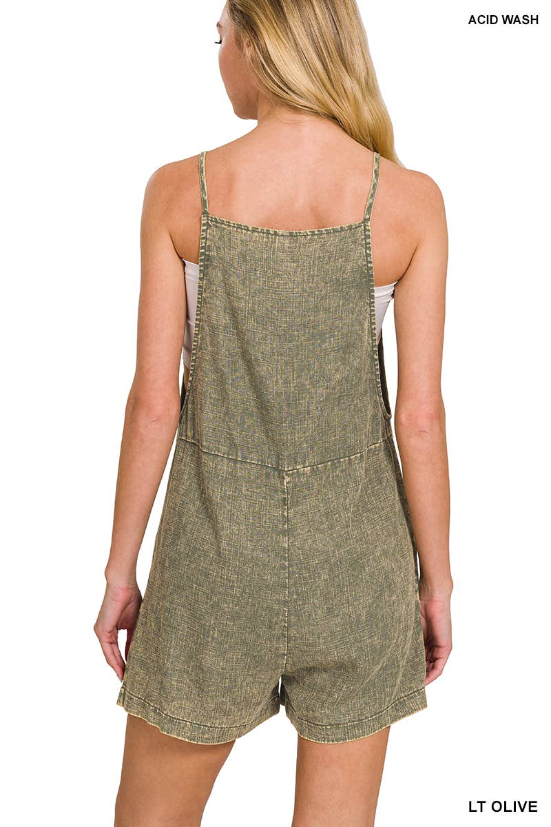 Romper | Washed Knot Strap Linen/Gauze/Denim