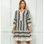 MIDI DRESS | LEAF PRINT AND COLLARED NECK