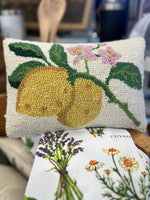 Hand-Hooked Throw Pillow | Lemon Blossoms
