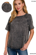 BACK PATCH CRINKLE WASHED RAGLAN SLEEVE TSHIRTS