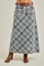 Denim Skirt | Plaid A-Line