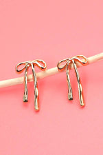LONG BOW RIBBON STUD EARRINGS | Long Ribbon Bow Necklace