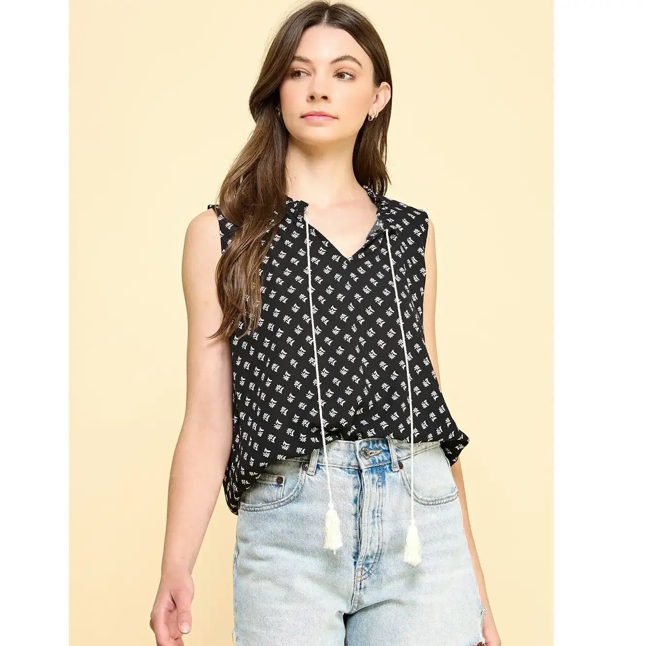 Tunic | Sleevless Babydoll Top with Tassel