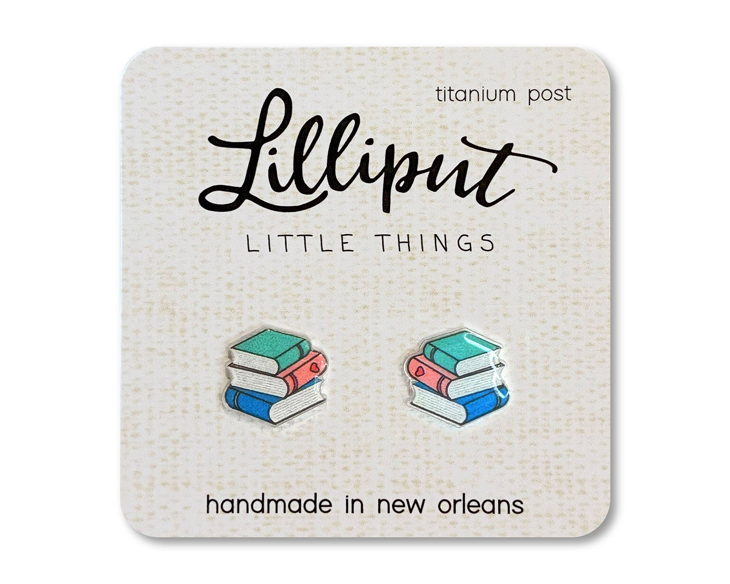 Stud Earrings | Book Stack