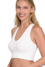 Ribbed Cropped Racerback Tank Top