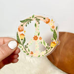 Sticker | Floral Peace Sign Clear Sticker