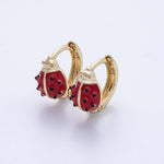 Huggie Earrings | 14K Gold Filled 12mm Ladybug Insect Enamel