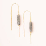 Rectangle Stone Earring | Labradorite/Black/Gold