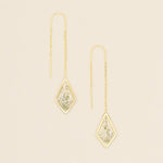 Pressed Flower Thread Earrings | White Lace Flower/Gold