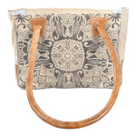 Shoulder Bag | Upcycled Tan Canvas With Print
