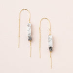 Rectangle Stone Earrings | Howlite/Black/Gold