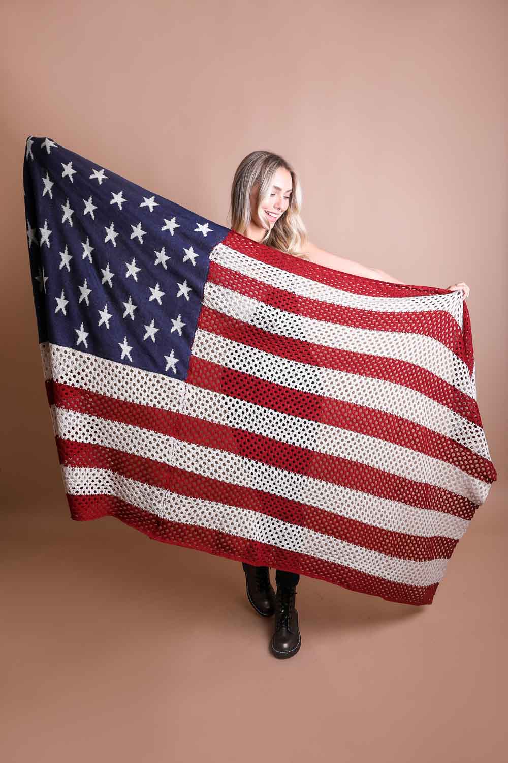 Blanket Throw / Wrap | American Flag Knit
