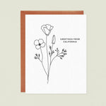 Greeting Card | Poppies Greetings From California Letterpress Card