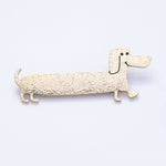 Pin / Brooch | Dachshund Dog | Gold 75mm x 30mm Hammered Wiener
