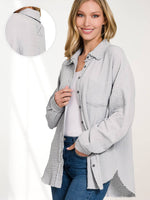 Women's Oversized Shirt | Raw Edge Back Patch 100% Cotton