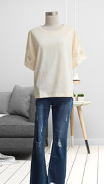 Women's Top | Soft Yellow Floral Laser Cut