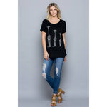Three Giraffes Print SS Graphic Tee