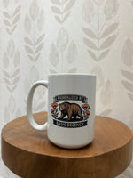 Ceramic Mug | Radicalized by Basic Decency (California bear + poppies)
