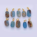 Charm Bar | Blue Calcite Mini Gemstone 18K Gold Filled Oblong Charm