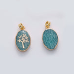 Amazonite Pendant Necklace | 18K Gold Filled Tree Blue Amazonite Oblong