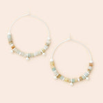 Stone Disc Hoop Earring | Amazonite/Silver
