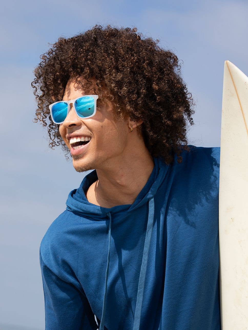 Blue Planet Sunglasses | Cail - Frost Clear / Walnut Wood / Ice Blue Mirror Polarized